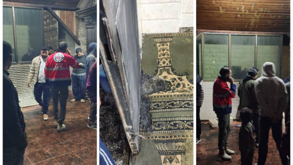 مستوطنون يحرقون مسجدا بقرية دوما جنوب نابلس