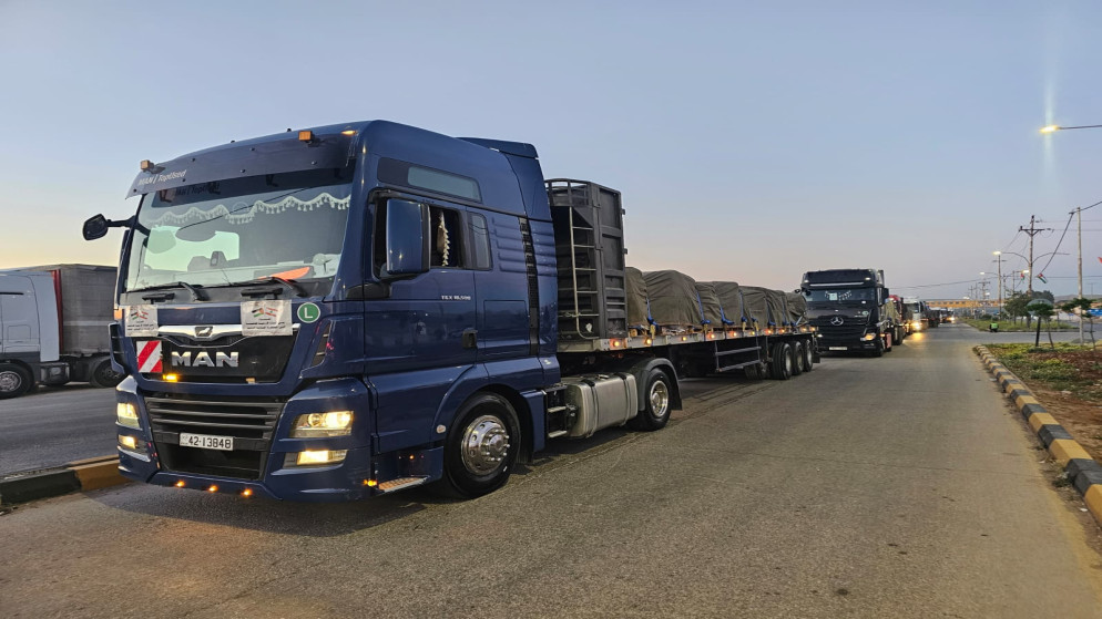 وصول قافلة مساعدات اردنية دولية مشتركة الى لبنان