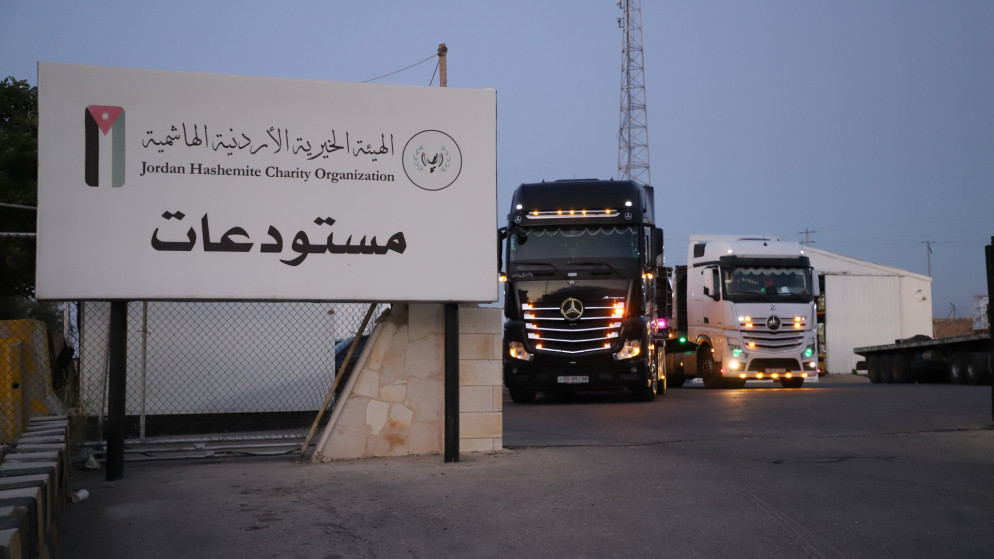 وصول قافلة اغاثية اردنية جديدة الى لبنان