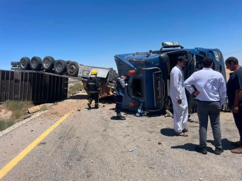 حادث تدهور شاحنة في الابيض 