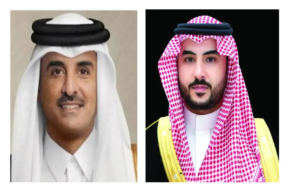 خالد بن سلمان يعزي امير قطر في وفاة الشيخ حمد بن خليفة